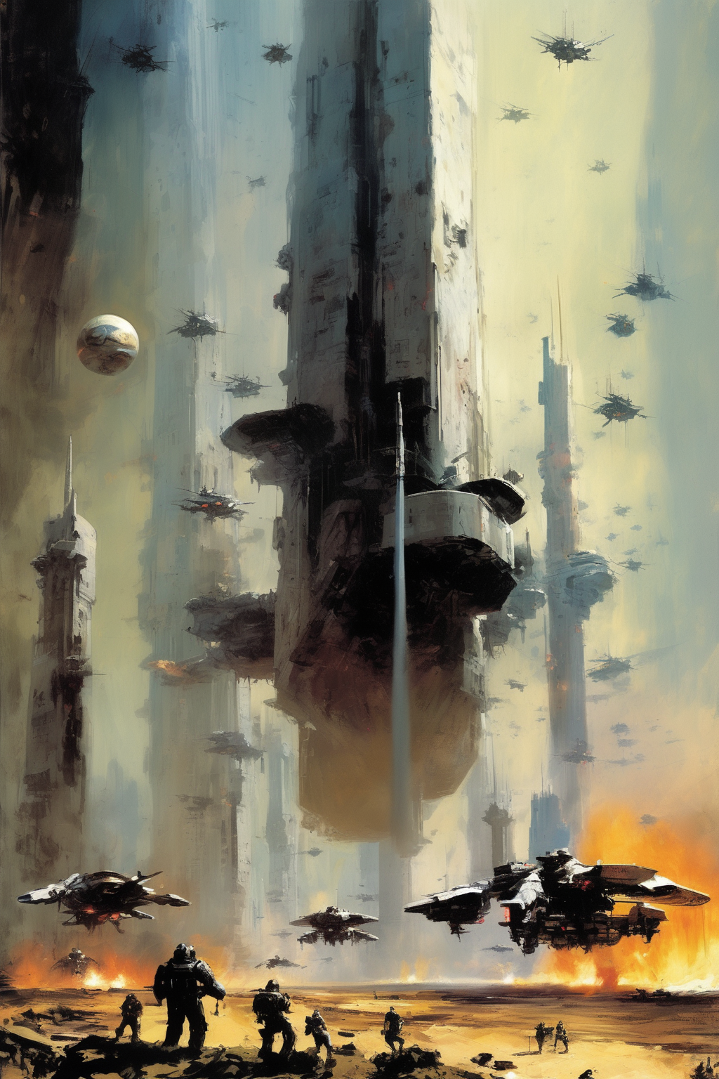 00161-3723837674-John Berkey Style - cience fiction war. The planetary defenses are down. Monstrous beings bring weapons. Armies of soldiers. Epi.png